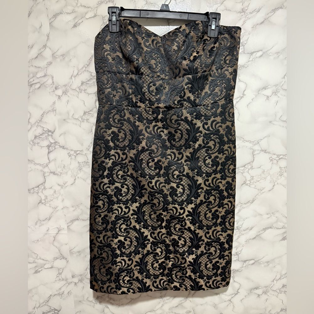 NEW LOFT Lace Brocade Sweetheart Strapless Black Dress Size 10P